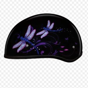 DOT Daytona half face Stylish Black and Purple Dragonfly motorcycle Helmet